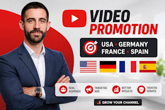promote youtube videos with usa, german, spanish french yt ads for real audience