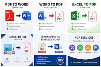 convert PDF to word, word to PDF, excel, jpg, png with 100 percent accuracy