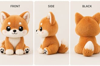 create a cute custom plushie design or plush toy concept from your character