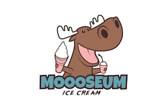 make ice cream store logo with fun yummy and exciting