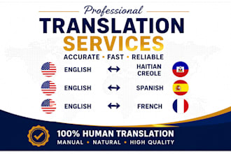 translate english to haitian creole french and spanish