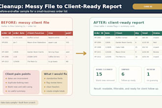 clean up your excel spreadsheet and create a simple dashboard