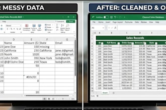 data analysis, excel data cleaning, dashboards and reports