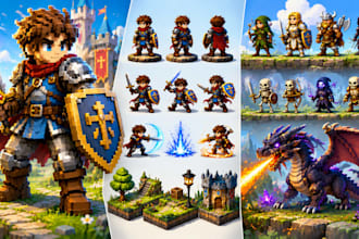 create a professional pixel art character, pixel art asset for your game