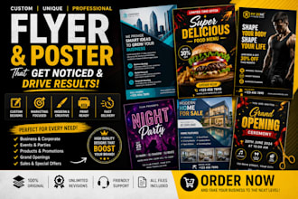 design custom flyer, poster, unique business flyer and marketing flyer