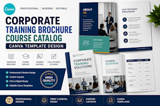 design corporate training brochure course catalog canva template