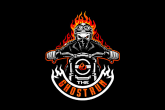 design ghost run motorcycle race logo