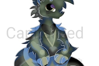 draw a cute furry badge in my cartoon style