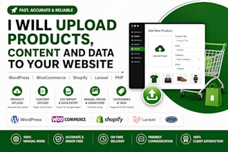 upload products, content and data to your website