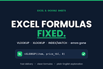fix and create excel formulas and solve any spreadsheet errors