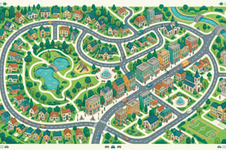 redesign google map into custom illustrated vector  location map