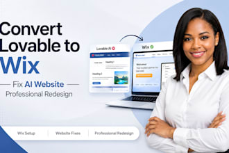 convert base44 lovable ai to wix website, redesign and fix website errors