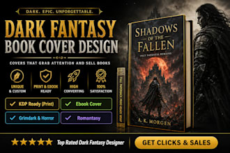 design an epic dark fantasy book cover and KDP ebook cover