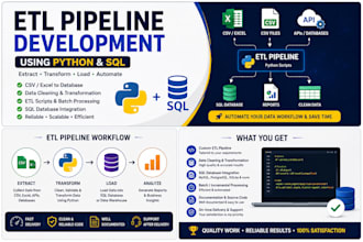 build etl pipelines using python, sql, and CSV excel data