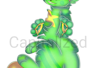 draw a cute furry fullbody in my cartoony style
