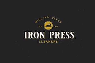 design creative dry cleaners logo with west texas theme
