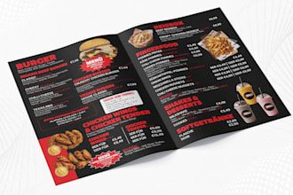 design food menu, pizza menu, takeaway menu, burger menu for your restaurant