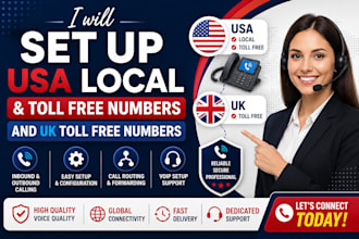 set up USA local and toll free numbers and UK did  numbers sip trunk