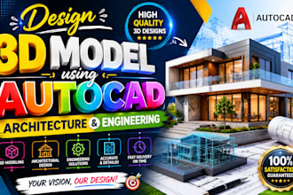design 3d model using auto card for achitecture and engineering