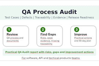 audit your QA process and deliver an improvement plan