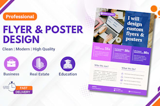 design professional flyers, posters, infographics, and creative materials