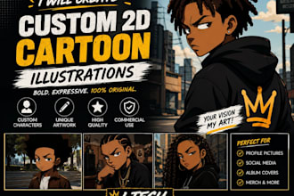 create custom urban inspired 2d cartoon illustrations