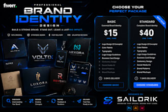 create a modern brand identity and branding kit for your business