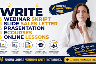 write webinar skript slide sales letter prasentation ecourses online lessons