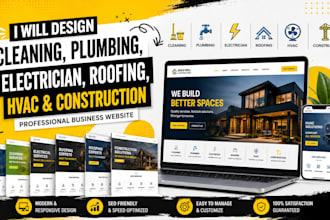 design a cleaning, plumbing, electrician, roofing, hvac and construction