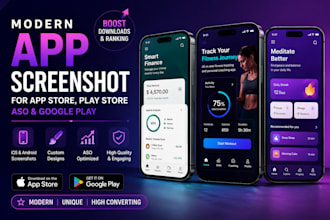 design amazing app screenshots for play store, app store and google play