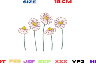 daisy embroidery pattern design