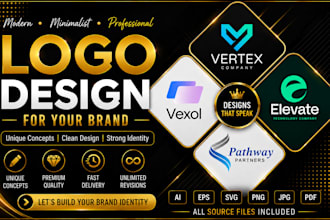 design professional minimalist logo for your brand