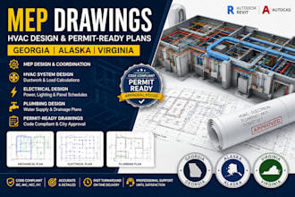 mep drawing plan hvac design permit drawing for georgia alaska virginia