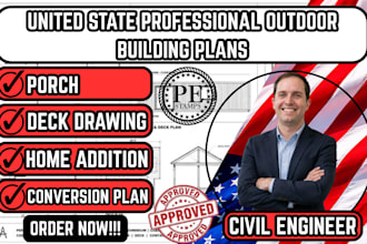 usa engineer for home additions,porch and deck drawing,garage conversion plan