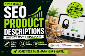 write SEO product descriptions for shopify woocommerce