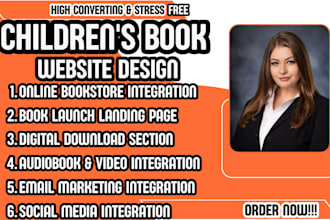 design a children book website, author website, kids book website