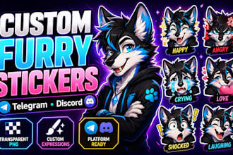 draw custom furry telegram stickers and discord emotes