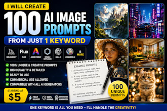 write 100 unique ai image prompts
