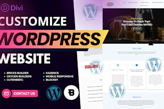 customize elementor, divi, gutenberg, blocksy, kadence, on wordpress website