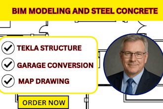 bim modeling,steel concrete,tekla structure,garage conversion,map drawing