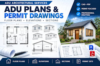 draw adu plans, floor plans, elevations, sections and permit drawings