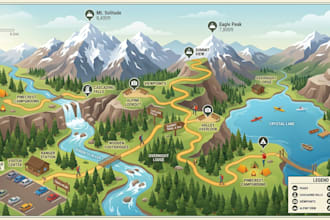 design eye catching isometric hiking trail navigation topographic national maps