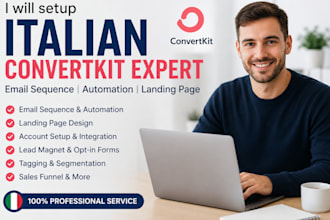 setup italian converkit expert, email sequence, email automation landing page