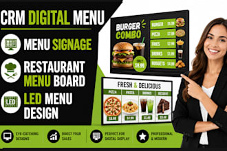 do CRM digital menu, menu signage, restaurant menu board, led menu design