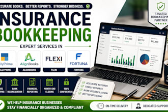 provide tallyprime, alignbooks, flexi, jenesisnow bookkeeping for insurance firm