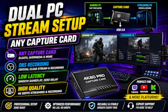 setup your dual PC stream with capture card, obs and elgato stream deck