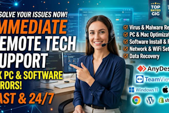 remote tech support, fix PC errors and optimize
