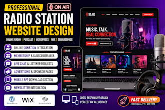 design a radio station website, online radio website, podcast website