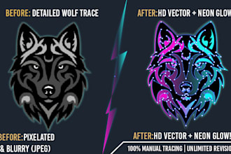 vector tracing, vectorize image, vector logo in neon light
