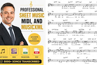 transcribe music into professional sheet music, midi, and musicxml